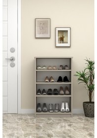 Resim Asra Trend MDF 4 Katlı Açık Raflı Ayakkabılık - 60 cm, Modern,Bot Uyumlu,Çok Amaçlı Düzenleyici,A-31 Kül Gri 