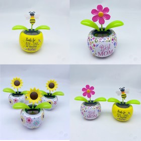 Resim Yeni Renkli Boyalı Elma Çiçeği Karikatür Bobblehead Araba Aksesuarı Dekorasyon Yaratıcı Hediye 