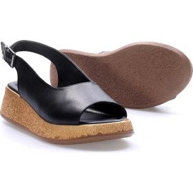 Resim Fast Step Hakiki Deri Kadın Dolgu Topuk Sandalet 227ZA15319 