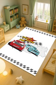Resim Kessy Home Studio Drift King Araba Desenli Eğlenceli Oyun Halısı Yıkanabilir Kaymaz Taban Çocuk Odası Halısı 7 