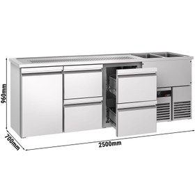 Resim Bira Tezgahı - 2500x700mm - 1 Kapı ve 4 Çekmeceli (Sağ) 