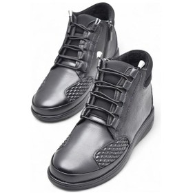 Resim 1454 Tam Ortopedik Siyah Hakiki Deri Kadın Bot Lastikli Fermuarlı Anne Kışlık Deri Bot Siyah 