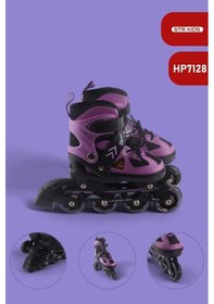 Resim Vadi Mor Silikon Tekerli Ayarlanabilir Işıklı Paten L 39-42 Hp7128 Mor 