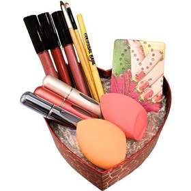 Resim Kalp Kutuda Makyaj Parfüm Şişesi Makyaj Aynası Hediye Kutusu 