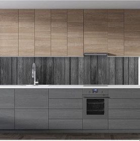 Resim Mutfak Tezgah Arası Folyo Fayans Kaplama Folyosu Ahşap Doku Siyah 