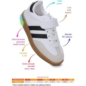 Resim Kiko Kids Renis Günlük Cırtlı Işıklı Erkek Çocuk Spor Ayakkabı Beyaz - Siyah Beyaz - Siyah 