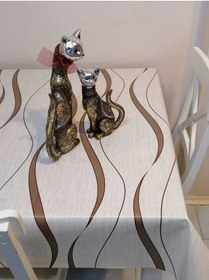 Resim Elyaflı Pvc Muşamba - Desenli Silinebilir Masa Örtüsü 02mrl151a Kahve 
