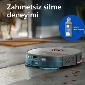 Resim Philips 10.000 Pa Rekor Emiş Gücü ve Çift Döner Paspaslı Robot Süpürge Leke Çıkarıcı Mop Teknolojisi Küçük Engel Algılama ve Lazer Navigasyon 
