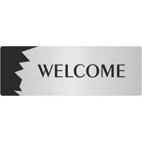 Resim Özarslan Dizayn Metal Departman Kapı İsimliği, Yönlendirme levhası Welcome 7X20 Cm Gümüş Renk 