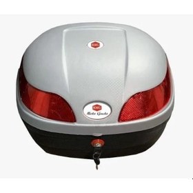 Resim Secret Bike Motosiklet Arka Çanta 33 Litre Gri Renk Sepet Port Bagaj Kilitli Gri - Siyah 