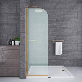 Resim Seperatör Duşakabin | Tek Sabit Oval Cam Panel - 70-79cm / Altın / Sabit panel 