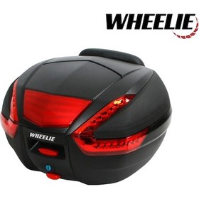 Resim Wheelıe Xt62-b 38 Litre Motosiklet Arka Çanta Tak Çıkart Özellikli Siyah Su Geçirmez Abs Top Case Üniversal 