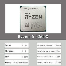 Resim AMD Ryzen 5 3500X R5 3500X 3.6 GHz Altı Çekirdekli Altı İş parçacıklı CPU İşlemci 7NM 65W L3=32M 100-000000158 Soket AM4 FAN YOK 