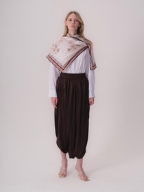 Resim Şalvar Stil İpek Pantolon - Koyu Kahve / L 