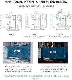 Resim Lian Li ATX PC Kasası 4 Yuvalı Dikey GPU Kiti (VG4v4) - Premium Gen 5 Yükseltici Kablo PCI-E 5.0 x16-200mm, PCIe 3.0/4.0 Uyumlu, Ayarlanabilir Konum - Çoğu PC Kasasına Uyar (VG4v4 Siyah) 