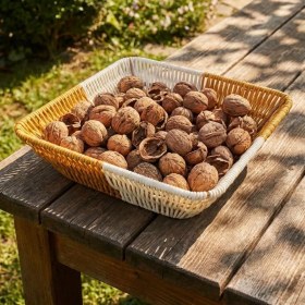 Resim Ozcmax Kare Çift Renkli Plastik Rattan Ekmek ve Meyve Sepeti - Çok Amaçlı Banyo ve Mutfak Düzenleyici - Yıkanabilir Tezgâh Üstü Organizerr 