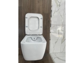 Resim Turkuaz Cerastyle Hera Rimless Asma Klozet +Duroplast Yavaş Kapanır Kapak 