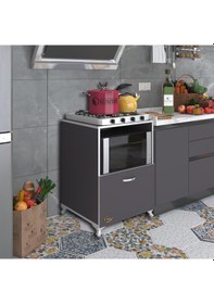 Resim Kenzlife ocak dolabı ayşe gri 85*60*57 mutfak modül mini fırın mikrodalga banyo ofis modül 