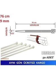 Resim 50 Adet Pemsan 76Cm X 9Mm Plastik Cırt Kelepçe Kablo Bağı N11.1100 