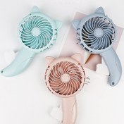 Resim 1pc WhimsyCat El Kolu Elle Tutulan Fan, Taşınabilir Mini Kişisel Soğutma Fanı, Pil Gerekmez, Plastik Malzeme, Şirin Karikatür Tasarımı Ev Kullanımı İçin 