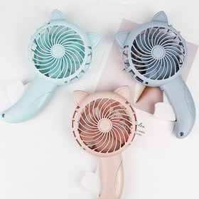 Resim 1pc WhimsyCat El Kolu Elle Tutulan Fan, Taşınabilir Mini Kişisel Soğutma Fanı, Pil Gerekmez, Plastik Malzeme, Şirin Karikatür Tasarımı Ev Kullanımı İçin 