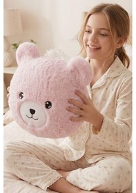 Resim Pembe Ayıcıklı Yumuşak Peluş Yastık Uyku Arkadaşı Dekoratif Sarılmalık Ayı 