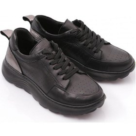 Resim Dgn 92552 Kadın Bağcikli Spor Ayakkabi Siyah Platin 