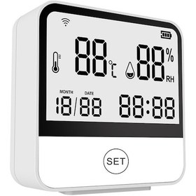 Resim Samdoo Akıllı Wifi Termometre Ve Nem Ölçer - Lcd Ekranlı, Uzaktan İzleme, Alarm Özellikli 