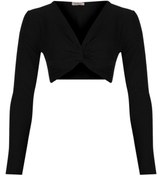 Resim La Sarta Mykonos Önden Büzgü Detaylı Crop Top Siyah 