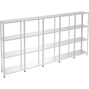 Resim Rafburada 4 Katlı 5'li Galvaniz Çelik Raf - Depo, Arşiv, Kiler, Dosya, Market Rafı - 31x60 cm-150 cm-0.70 mm 