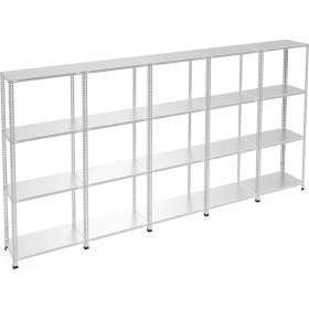 Resim Rafburada 4 Katlı 5'li Galvaniz Çelik Raf - Depo, Arşiv, Kiler, Dosya, Market Rafı - 31x60 cm-150 cm-0.70 mm 