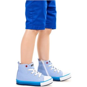 Resim Kiko Kids Tinna Bağcıklı Erkek Çocuk Boğazlı Keten Spor Ayakkabı Mavi 