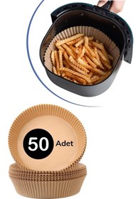 Resim komes 50 Adet Airfryer Pişirme Kağıdı Yuvarlak Tabak Model Yağlı Kağıt 