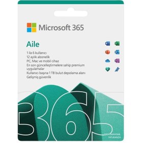 Resim Microsoft 365 Aile (6 Kullanıcı/1 Yıl) - Dijital Indirilebilir Lisans 