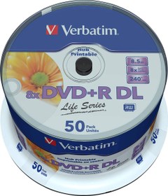 Resim VERBATIM DVD+R Double Layer 8.5GB 8X Printable 50 Pack Spindle 