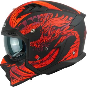 Resim Axxis Motosiklet Kask Hunter SV Oni B5 Matt Red Sport Moduler Motorcu Kaskı Off-Road 