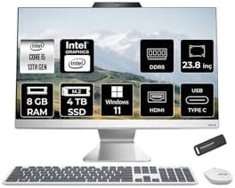 Resim ASUS A3402WVAK i5 1335U 8GB DDR5 4TB SSD Intel Graphics 23.8" FHD W11H Beyaz All in One & PER4 