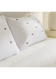 Resim Karaca Home Amour Mio %100 Pamuk Çift Kişilik Nakışlı Nevresim Takımı Beyaz Beyaz 