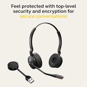 Resim Jabra Engage 55 Stereo Kablosuz Kulaklık Bağlantılı 400 USB-A DECT Adaptör - Gürültü Önleyici Mikrofon, Kapsamlı Aralık, İşitme Koruması - MS Teams sertifikalı, diğer tüm platformlarla çalışır - Siyah 