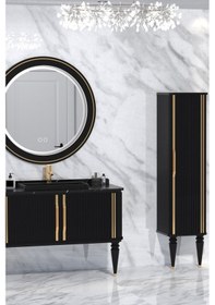 Resim Laura 120 Cm Siyah Lavabolu Banyo Dolabi - Siyah (Boy Dolap Dahil) Çok Renkli 