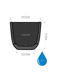 Resim Omnipazar Krs-384 Dekoratif Plastik Mercan Kare Saksı 4 Litre Antrasit 6 Adet 