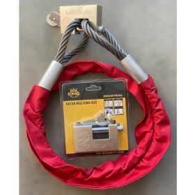Resim King Motorsiklet 1 Metre 10 mm Kesilmez Çelik Halat Bağlama Halatı Motorsiklet Zincir Kırmızı Kılıflı 