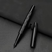 Resim Black Warrior Premium Dolma Kalem - 0.5mm Titanyum Uç, Erkekler & Kadınlar için Pürüzsüz Yazı, Ofis & Okul Kullanımı için İdeal, 3.4 Kalibre Mürekkep Kartuşu Dahil 