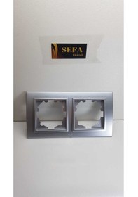 Resim Metalik Gri İkili Çerçeve Elbi Zena Silverline Serisi 