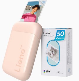 Resim Pearl K100 Mini Bluetooth Fotoğraf Yazıcısı, 300DPI, Çinko Kağıt - Açık Pembe 