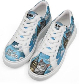 Resim Dogo Kadın Vegan Deri Beyaz Sneakers - Galata Cat Tasarım 