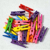 Resim erdoğan hobi Küçük Ahşap Mandal Mini Mandal 3cm 24 Adet - Dekoratif Mandal Renkli Mandal Fotoğraf Mandal 