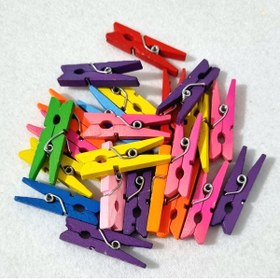 Resim erdoğan hobi Küçük Ahşap Mandal Mini Mandal 3cm 24 Adet - Dekoratif Mandal Renkli Mandal Fotoğraf Mandal 