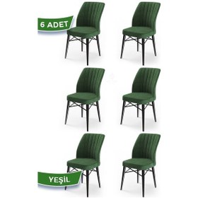 Resim Canisa Flex Serisi, Üst Kalite Mutfak Sandalyesi, 6 Adet Haki Yeşil Sandalye, Gürgen Siyah Ahşap Ayak Sandalye Haki Yeşil Ayaklar Siyah 