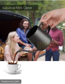 Resim Kapaksız Cezve Paslanmaz Kahve Demliği İndüksiyon Uyumlu Çelik Cezve 600 Ml 